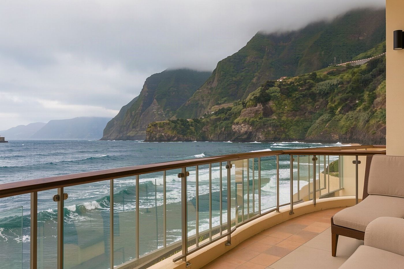 A hotel balcony above the water in Funchal