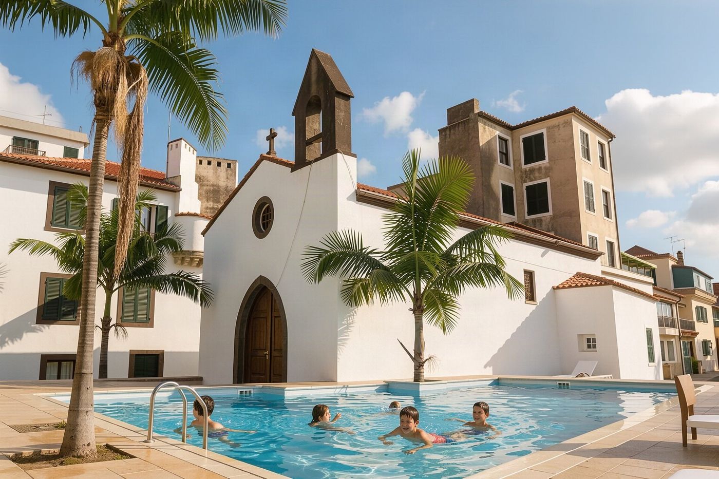 A hotel pool terrace above the sea in the Lido district of Funchal