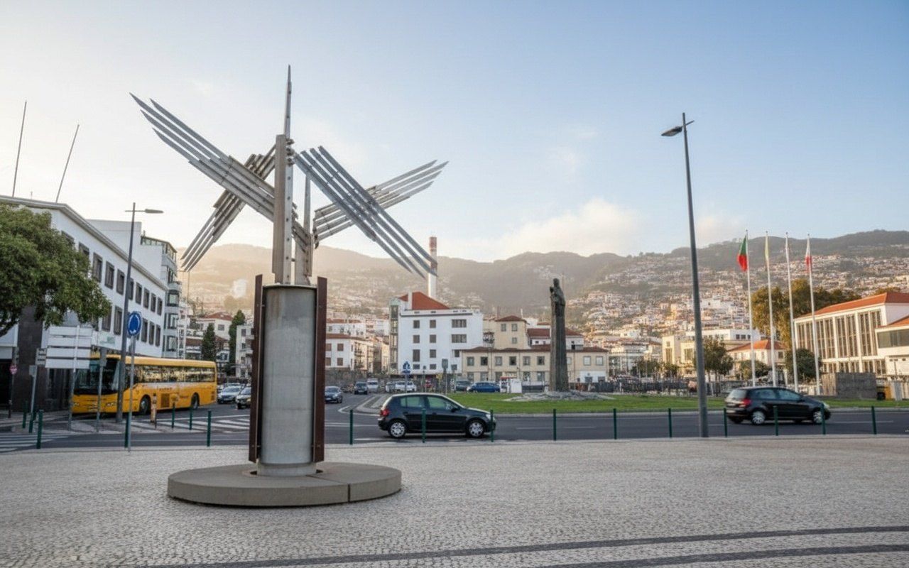 The modern building of the Cristiano Ronaldo Museum located near the Funchal marina.