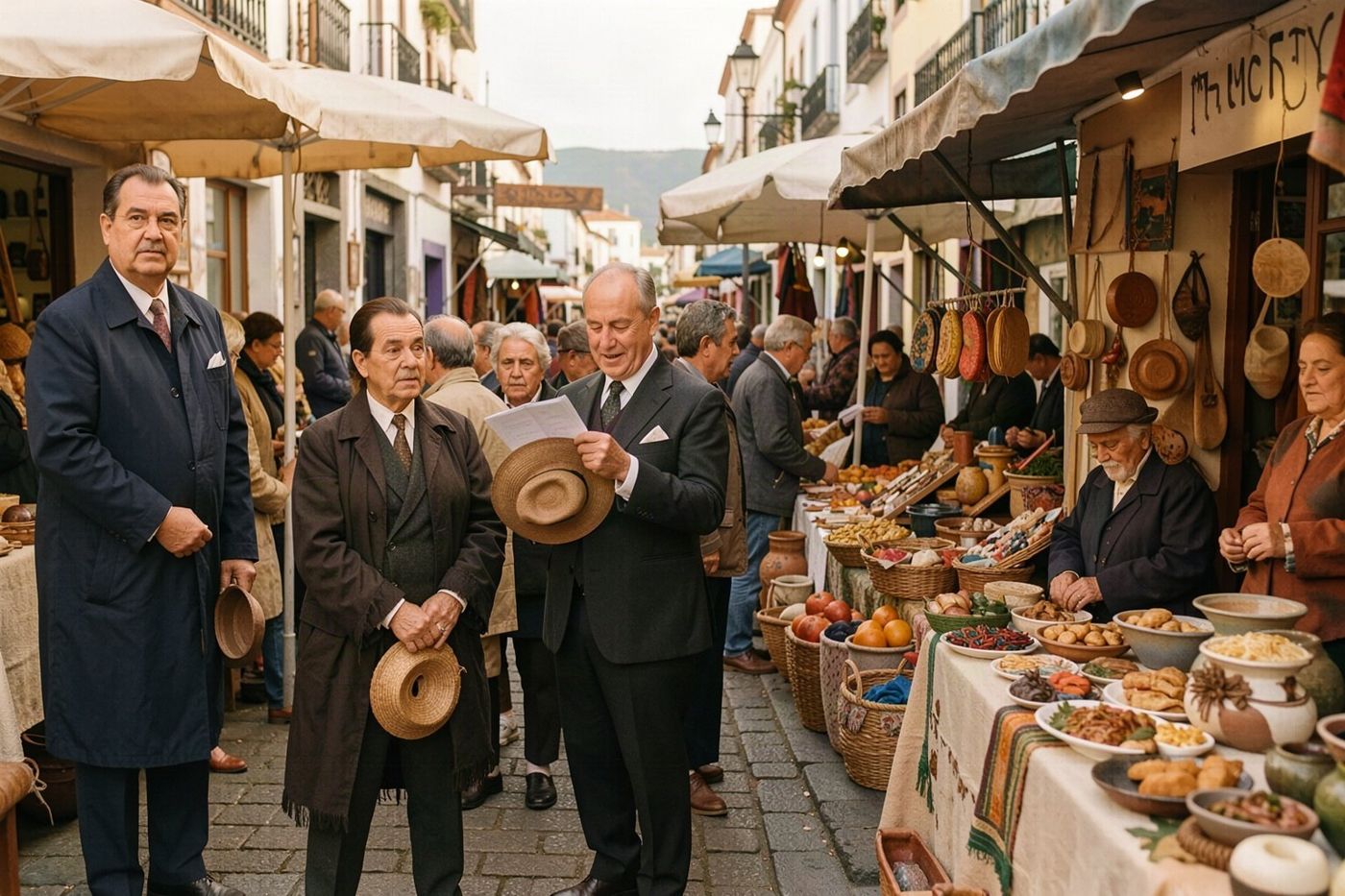 Lebhafter Innenmarkt mit Holzbuden, die tropische Früchte und handgemachte Souvenirs in der Innenstadt von Funchal präsentieren.